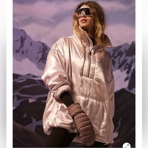 NWT Free People Shine Bright 1/2 Zip Lavender Satiny Slouchy Activewear Jacket